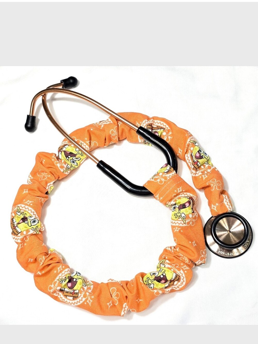 Handmade Orange SpongeBob Stethoscope Sleeve: Washable Cotton Cover